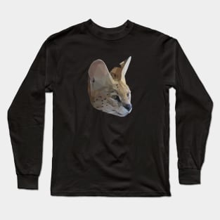 Low Poly Serval Head Long Sleeve T-Shirt